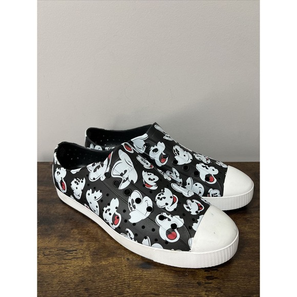 DISNEY Native Jefferson Mickey Mouse Shoes Mens 11 Black Slip On Clogs Slides - Picture 1 of 8